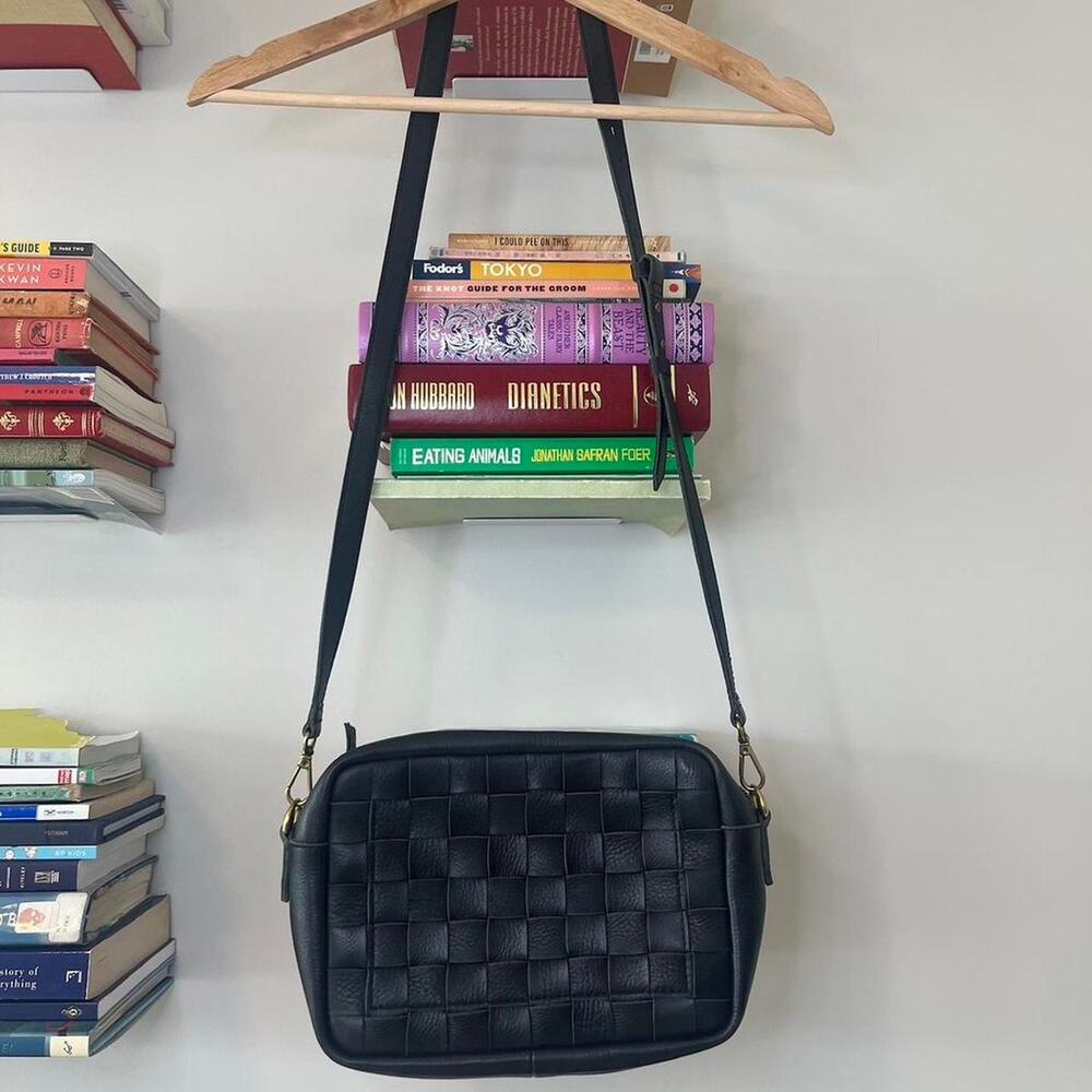 Like New Woven Black Leather J Crew Purse